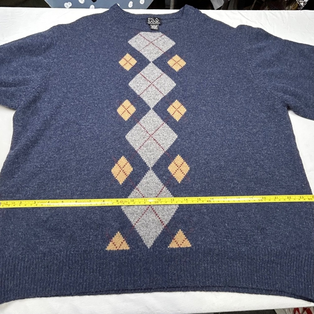 Jos A Bank Men's Lambswool Blend Crewneck Sweater Size L Preppy Argyle Golf - Picture 8 of 11